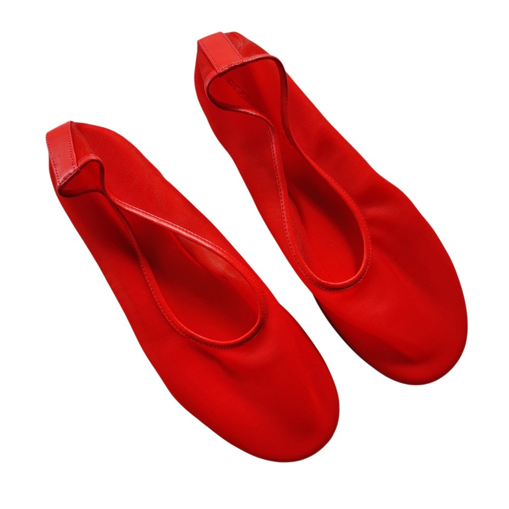 Dear Frances Balla Mesh Red Ballet Flat Leather Italy Minimalist Luxury Sz 40